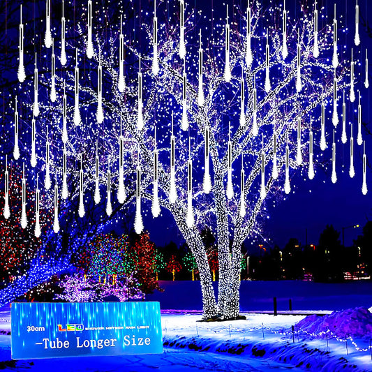 8 Tubes LED Meteor Shower Lights Outdoor Solar Fairy String Christmas Yard Decor