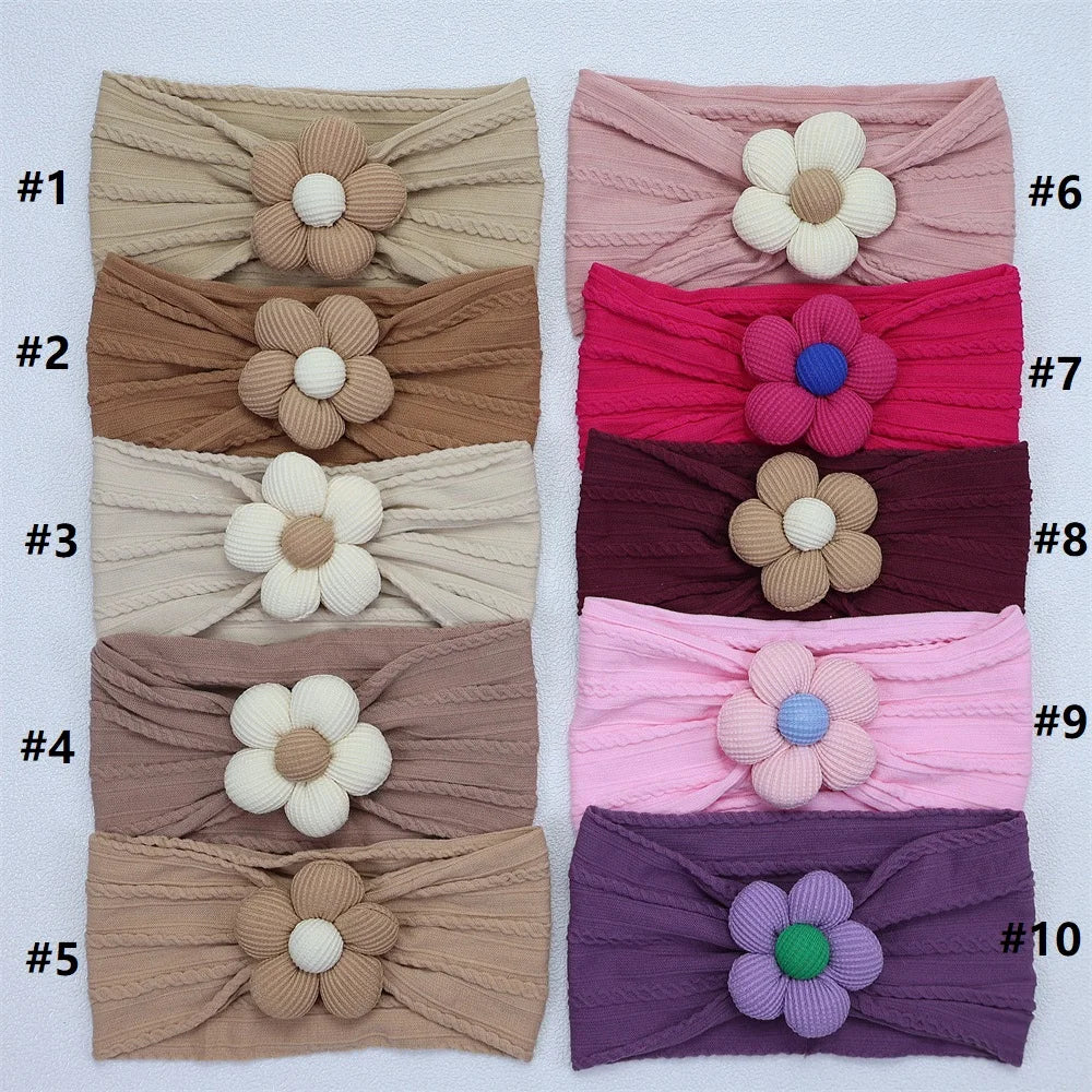 Newborn Baby Flower Nylon Headband For Girls Turban Style Hair Accessories