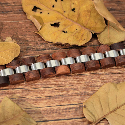 Mens Wooden Bracelet Wood And Stainless Steel Bangle