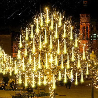 8 Tubes LED Meteor Shower Lights Outdoor Solar Fairy String Christmas Yard Decor
