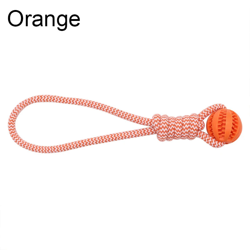 Dog Tooth Cleaning Ball Toy With Rope Rubber Chew Toy For All Sizes