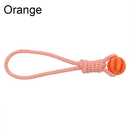 Dog Tooth Cleaning Ball Toy With Rope Rubber Chew Toy For All Sizes