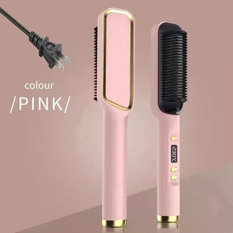 Hair Straightener Brush Electric Hot Comb For Dry And Wet Hair Curly Styling