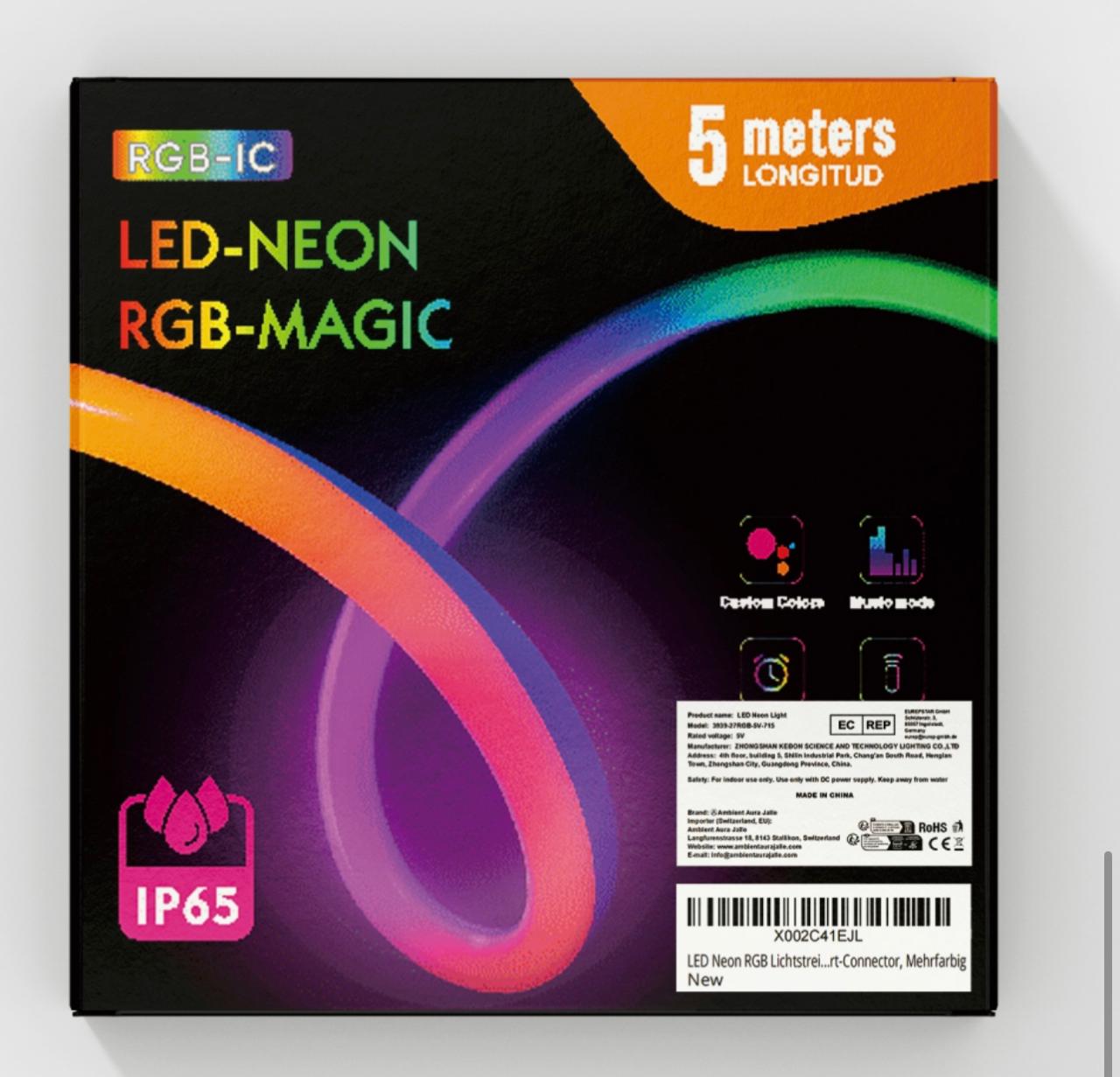 RGBIC LED Neon Strip 5m, Smart LED Light, App Control, Music Sync, IP65 Waterproof, Flexible Neon Rope Light