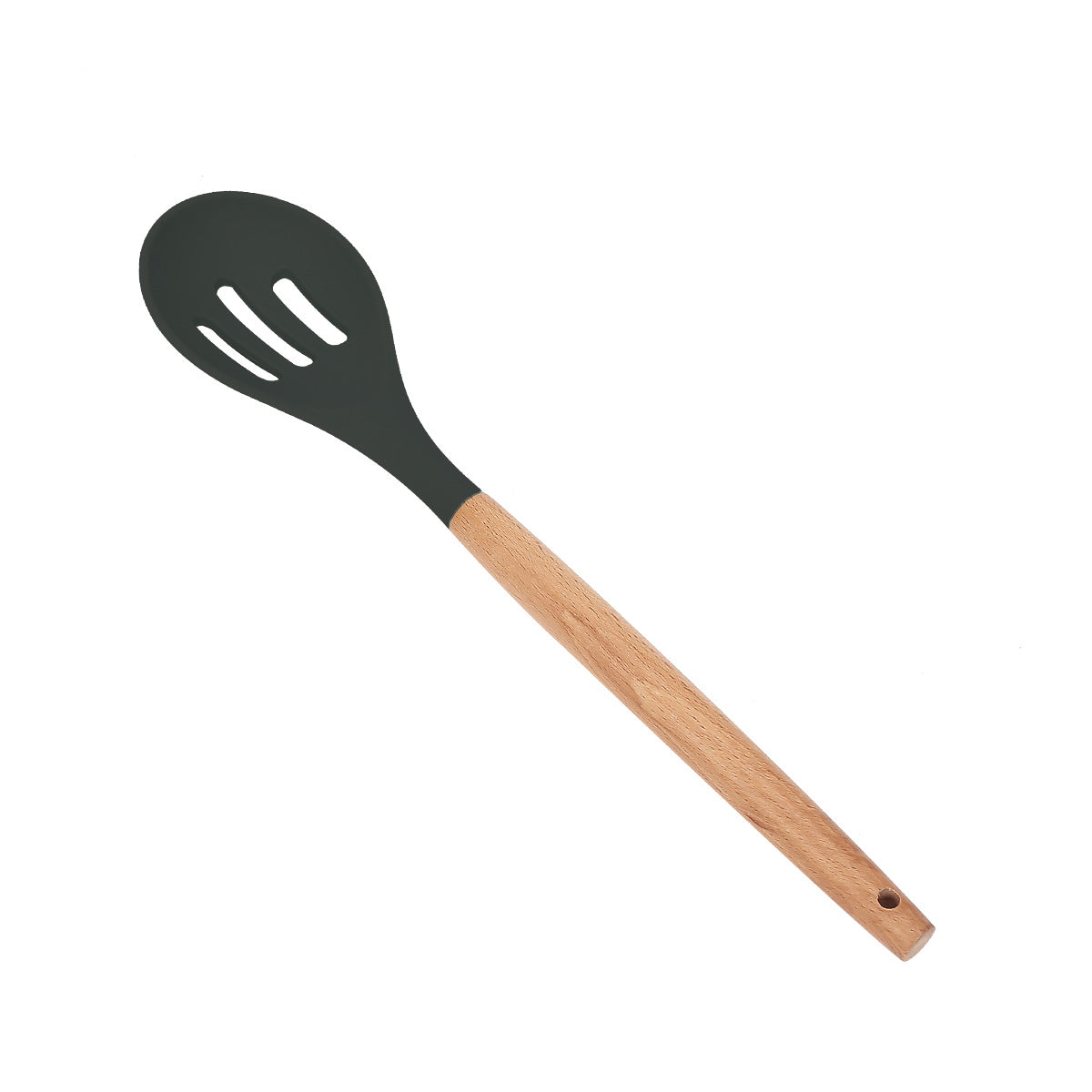 Wooden Handle Silicone Cooking Utensils Set with Spatulas Slotted Spoon Whisk