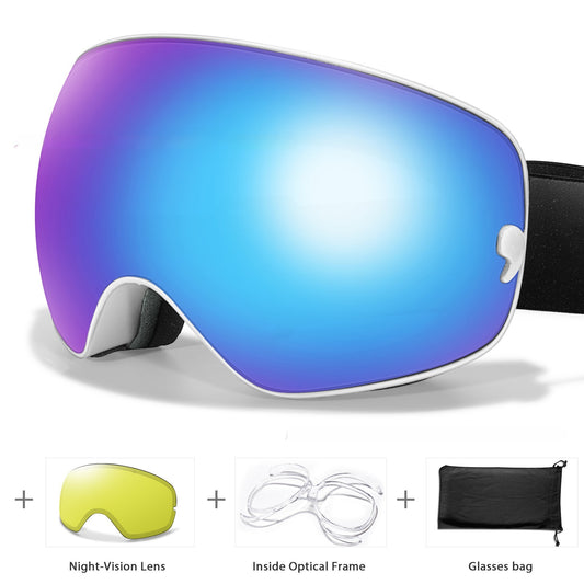 Anti Fog Myopia Ski Goggles For Adults Large Spherical Eye Protection