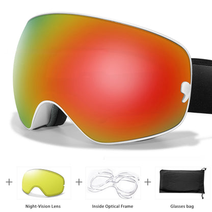 Anti Fog Myopia Ski Goggles For Adults Large Spherical Eye Protection