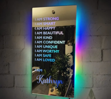 Personalized Name LED Mirror Light For Bedroom Wall Gifts 40x20cm