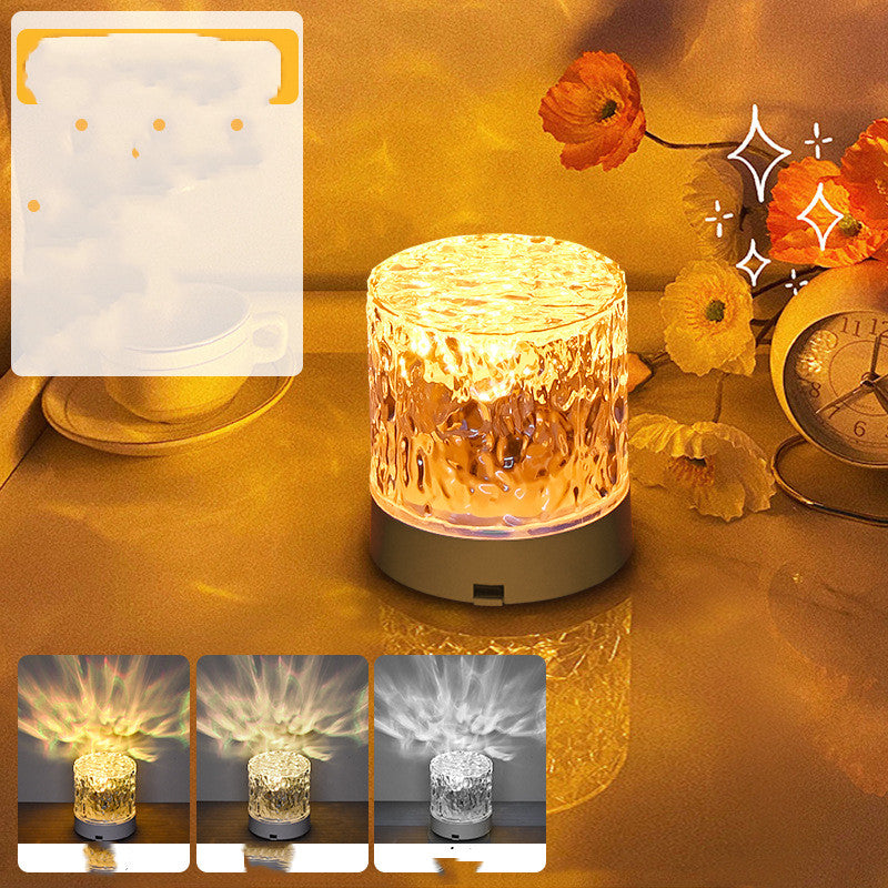 Crystal Water Ripple Projector Lamp Night Light for Home Decor and Bedroom