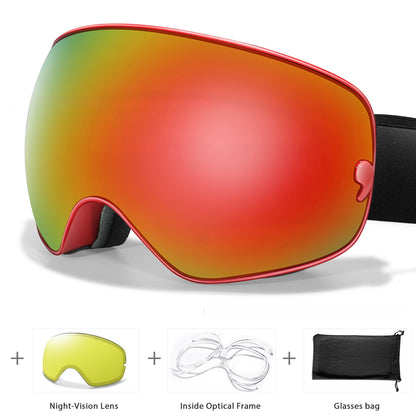 Anti Fog Myopia Ski Goggles For Adults Large Spherical Eye Protection