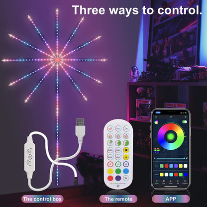 Firework LED Strip Light With Music Sync Color Changing Remote Control For Party