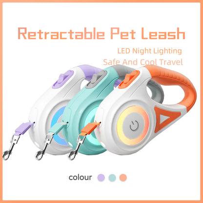 Retractable Dog Leash with Collar – Telescoping Auto-Lock, One-Hand Brake Control