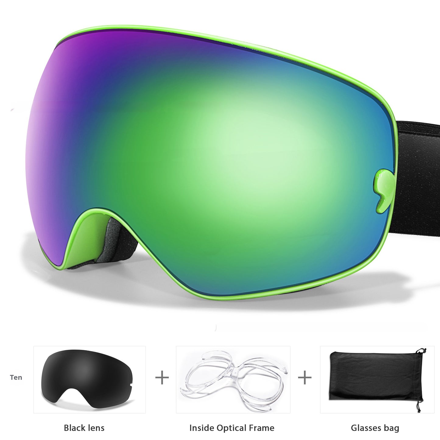 Anti Fog Myopia Ski Goggles For Adults Large Spherical Eye Protection