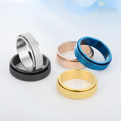Turnable Anxiety Ring Rainbow Stress Relief For Women Men Unisex Titanium Steel