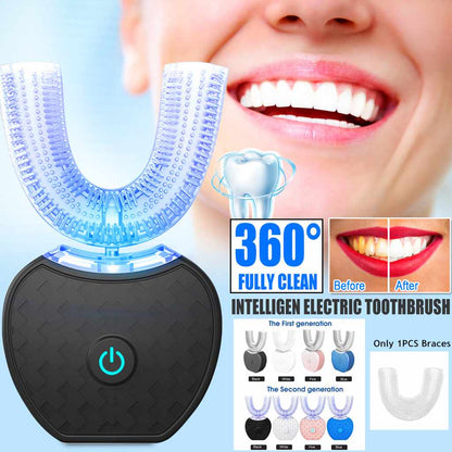 360 Degrees Automatic Electric Toothbrush Whitening Blue Light USB Charging
