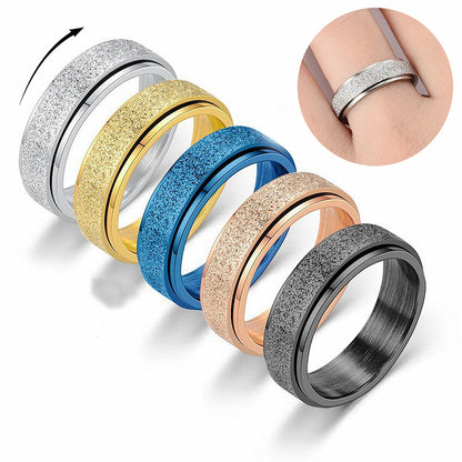 Turnable Anxiety Ring Rainbow Stress Relief For Women Men Unisex Titanium Steel