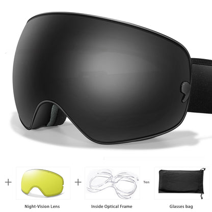 Anti Fog Myopia Ski Goggles For Adults Large Spherical Eye Protection