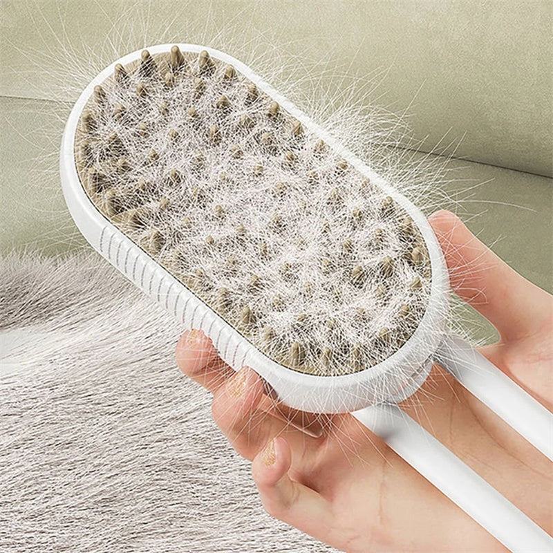 3-In-1 Electric Steam Pet Brush for Cats &amp; Dogs – Grooming, Detangling &amp; Hair Removal