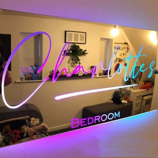 Personalized Name LED Mirror Light For Bedroom Wall Gifts 40x20cm